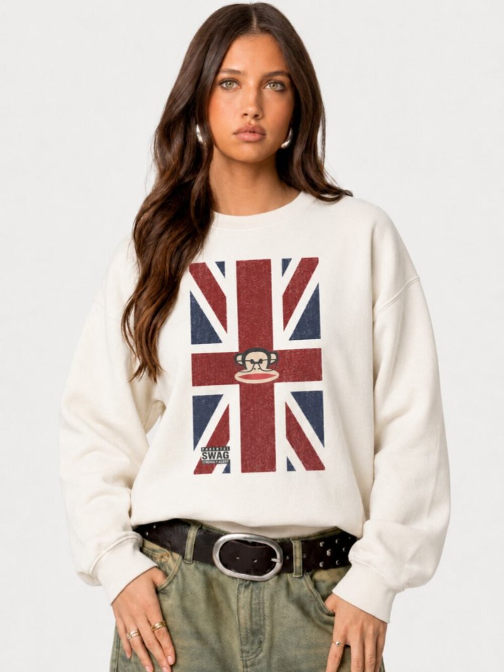 Oasis Union Jack Graphic Sweatshirt, British Rock Band Retro Crewneck